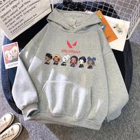 Valorant Anime 2D Print Unisex medvilninis gobtuvas Kasdienis negabaritinis megztinis Populiarūs gatvės aprangos madingi megztiniai madingi unisex drabužiai XL gray