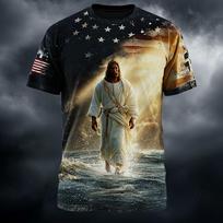 Men's Lion Cross Christian T Shirt Short Sleeve T shirt 3D Print Crew Neck Shirt Religious Casual Daily Party Blue Red Green S beige