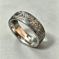 Vintage Damascus Grain Ti Steel Ring Fidget Ring Edc Anti Stress Fidget Spinner Calm Nerves Fidget Toy Adhd Anti-Anxiety Toy