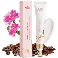 ANAiRUi Rose Caffeine Eye Cream with Cooling Roller for Dark Circles, Puffiness, Fine Lines 15ml pink