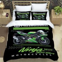 3D Retro spausdinimo K-Kawasaki motociklo logotipas patalynės komplektas Elegantiškas patalynės komplektas Antklodės užvalkalas Lovo užvalkalas Prabangi gimtadienio dovana AU Single 145x210cm