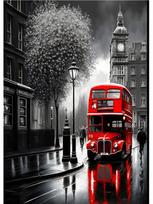 Abstraktus Londono Paryžiaus autobuso automobilis Eifelio bokštas Plakatas Drobė Tapyba Gatvės Menas Sienos paveikslas gyvenamojo kambario namų dekoravimui 60x90cm No Frame