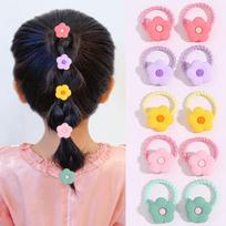10PCS/Set Cute Cartoon Flower Animal Small Elastic Hair Bands For Girls Ponytail Hold Lovely Rubber Band Kids Hair Accessories white