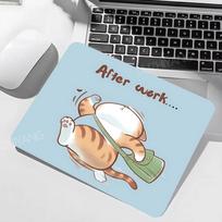 Cute Cat Illustration Mouse Pad Small Table Mats Computer Accessories Washable Non-slip Rubber with Precision Lock Edge 300x250x2mm