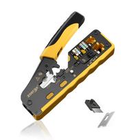 ZoeRax RJ45 Cat7 Crimp Tool Ethernet Crimping Tool Wire Cutter Crimper For Cat7 Cat6a Cat6 Cat5e Pass Through Connectors