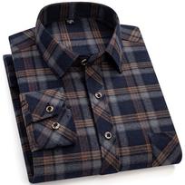 M-6XL Vyriški grynos medvilnės flaneliniai marškiniai ilgomis rankovėmis, su viena kišenė, laisvalaikio, languoti, stori, minkšti, jaukūs, šukuoti marškiniai, palaidinė, vyriški drabužiai M gray