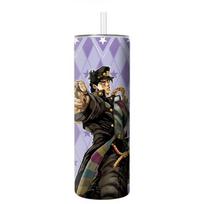 Anime Cartoon JoJo's Bizarre Adventure Printed Stainless Steel Straw Thermos Cup 600ml gray