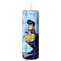 Anime Cartoon JoJo's Bizarre Adventure Printed Stainless Steel Straw Thermos Cup 600ml white