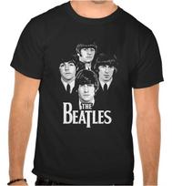 The Beatles Rock Music Logo Black 100% Cotton T-shirt Mens Tees Top -1045- 2XL white
