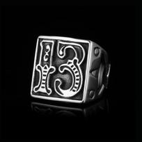 Punk rock Fashion Number Ring Man Style Stainless Steel Rings For women Retro Wedding Custom Jewelry OSR452 13&US SIZE black