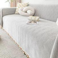 Chenille Herringbone Sofa Blanket Four Season Universal Dust-proof Living Room Decor Sofa Towel Chair Furniture Protective Cover 30x50 pillowcase 1pc šviesiai pilka spalva