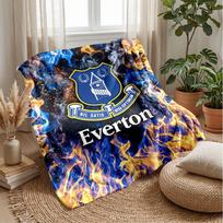 Everton Futbolo Spaudinio Flanelinis pledas, Minkštas Šiltas Lengvas Mėtomas pledas Sofai Lovai Stovyklavimui 75x90cm