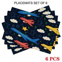 4pcs/6pcs Airplane Clouds Stars Table Mats - Rectangular Heat-Resistant Placemats Suitable for, & Room Decor, Durable Table Protectors for Dining Tabl 6pcs