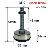 1Pcs M8 M10 M12 M14 Furniture Leveling Foot 304 Stainless Steel Anti Slip Adjustable Leveling Foot Rubber Seat Fixed Adjusting