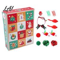 Holiday Pet Gift Box Christmas Cat 12 Days 2026 Advent Calendar Toys Set Countdown Festive for Lovers with Interactive Mice Balls A red