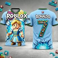 3D Roblox Robot Kids T-Shirt Custom Name Boys Girls Summer Short Sleeve Breathable Sport Jersey Casual Game Print Tee Tops Gifts 140 white