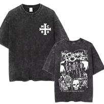 Rock Band My Chemical Romance men's Retro cotton Washed Tshirt man Women's oversized Y2K Punk Distressed Tee Casual streetwear 26L0505 3XL