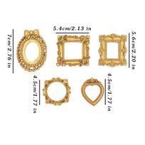 /10pcs Mini Photo Frame Resin 3D Wall Jewelry Scrapbooking Display Frame Creative DIY Craft Ornaments Home Festival Party Gift 5pcs-(1set) beige
