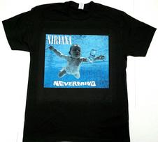 NIRVANA T-shirt Nevermind Grunge Rock Kurt Cobain Tee Men's 100% Cotton New L blue