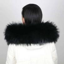 2026 Real Raccoon Fur Collar Women Winter Blue Natural Fur Scarves High Quality Fashion Neck Warmer Scarf Femme Shawl Accessory Long 70 width 13cm black