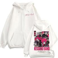 Anime Bocchi The Rock Zipper Hoodies Hitori Gotoh Yamada Ryo Kita Ikuyo Ijichi Nijika Zip Up Sweatshirts Men Women Pullover Coat 2XL white