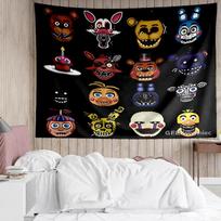 Horror game F-FNAF Freddy Tapestry for Bedroom Aesthetic Classroom Tapestries Wall Hanging for Living Room Dorm Office,Ideal Creative Gift 130cmx150cm