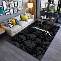 Rock Music Area Rug, Metallica Black Skull Pattern Tonal Print, Music Fan Garage Decor, Non-Slip Mat 40x60cm( 15x23in )