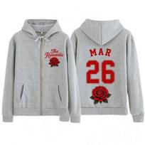 Bruno Mars The Romantic Tour Print Zipper Hoodie Man Woman Harajuku Sweatshirts Loose Aesthetic Trend Zip Up Jacket L gray