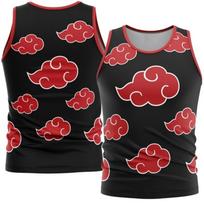 2026 New Naruto Akatsuki Crimson Cloud Totem Element Fitted Vest, Summer Breathable Unisex Casual Sports Sleeveless T-Shirt S red