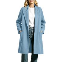 Women's Fashion Color Lapel Collar Lined Woolen Coat Casual Overcoat for Everyday Wear S