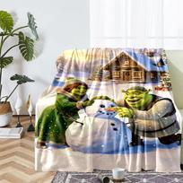 Šreko tema spausduotas pledas - Puikiai tinka ant sofos, lovos, kelionėms ir lauke | Galima skalbti mašinoje, jaukus ir patvarus. 130cmx150cm
