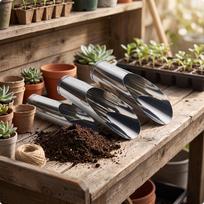 3 Pieces Container Stainless Steel Soil Scoop Long-Lasting for Balcony Gardening gray