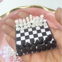 Handmade Mini Pocket Size Chess Set 1/12 Scale International Chess Set  Photography Props style A