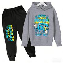 Steal a Brainrot Tracksuit 67 Six Seven Kids Clothes Hoodie+Pants 2pcs Set Toddler Boys Girls Tracksuit Children Outfits 140 gray