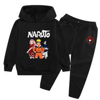 TZWY2026 New Naruto Printed Sweatshirt Children's Autumn and Winter Hoodie Cartoon Anime Naruto Print Children's Hoodie Set 150 black