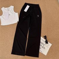 Womens Loose Fit High Waist Casual Pants Soft Cotton Blend Wide Leg Trousers Daily Wear L