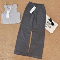Womens Loose Fit High Waist Casual Pants Soft Cotton Blend Wide Leg Trousers Daily Wear L