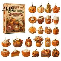 Retro Style Ornament Set Grab Some Lunch Advent Calendar, 24 Days 2D Acrylic Food Miniature Theme Ornaments Christmas Countdown Calendar for A