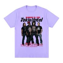 Rock Band Tokio Hotel Music Graphic T Shirt Women Hip Hop Punk Gothic T-shirt Cotton Short Sleeve T-shirts XL pink