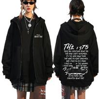 Alternative Rock Band The 1975 about You Merch Zipper Hoodie Men Women Casual Vintage Oversized Zip Up Jacket Men's Streetwear XL black