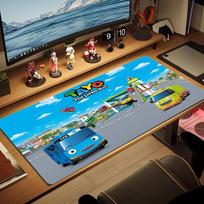 Tayo the Little Bus Color Mouse Pad Large Gaming Table Cushion Non-slip Laptop Tablet Big Mousepad XXL Mat Mini PC Playmat With Lock edge 30cmx80cm(11.8x31.5inch)