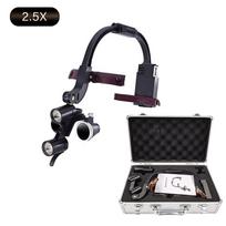 Dental Magnifier 2.5/3.5x Binocular with LED Headlight & Dual Battery for Long Life 2.5x Black Magnifier (EU Standard)