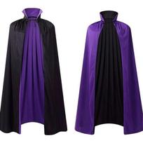 Juodas Raudonas Dvipusis Vampyro Apsiaustas Su Stoviniu Apykakle ir Gobtuvu Ilgas Unisex Apsiaustas Helovino Kaukės Šventės Kostiumas Raganios Būrėjo Pasirodymams Cosplay 120cm violetinė