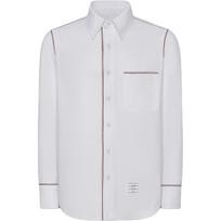 THOM BROWNE RWB Trim Curved Hem Shirt MWL406A-F0313-100 3 white