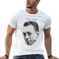 Albert Camus ~ Life is absurd (dark text for light products) T-Shirt funny t shirts dark humor XXL white