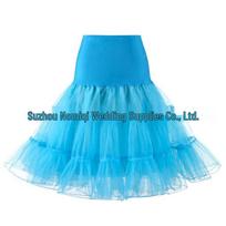 Retro Boneless Mesh Wedding Tutu Skirt Petticoat in Bold Colors M (65 cm length) blue