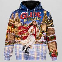 Funny Jesus Christmas Hoodie 3D Graphic Surfing BBQ DJ Snowman Gift Holiday Pullover Winter Streetwear Party Gift S brown