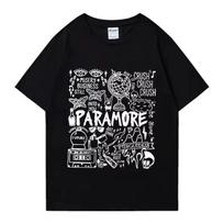 Punk Vintage Short Sleeve Rock Band Paramore Vintage Album T-shirt Print Tops Streetwear Oversized Loose Casual Tees Unisex L gray