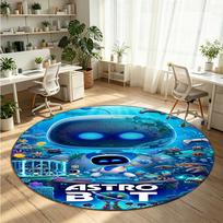 Astro Bot Printed Round Crystal Velvet Rug Soft Non Slip Floor Carpet For Bedroom Holiday Gift 80cmx80cm