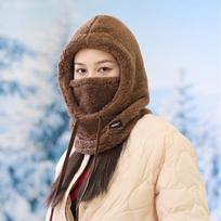 Casual Winter Balaclava Solid Color Windproof Scarf Ski Mask Hat Thermal Winter Warm Soft Ear Protection Hat gray